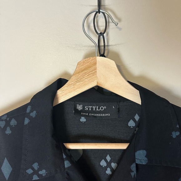 Vintage Flaming Dice And Cards Button-up Shirt Large - Picture 3 of 4